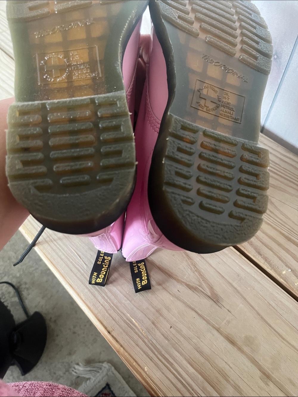 Dr. Martens Glossy Pink Lace-Up Combat Boots - Picture 7 of 13